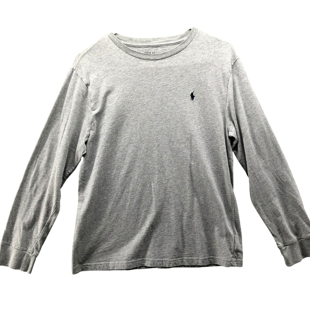 Polo Ralph Lauren Boys 14-16 (L) Long Sleeve T-Shirt Gray Heather Crewneck Pony